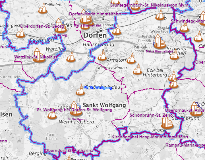 Karte Pfarrverband St. Wolfgang