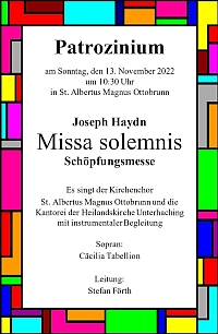 Plakat für Chormesse am Patrozinium