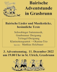 Plakat zum Adventssingen 2022 in Grasbrunn