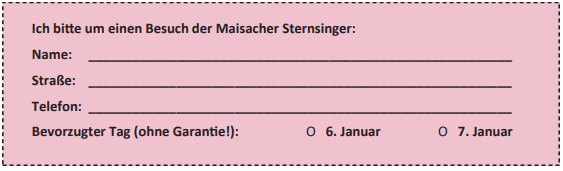 Sternsinger Rückmelde Zettel