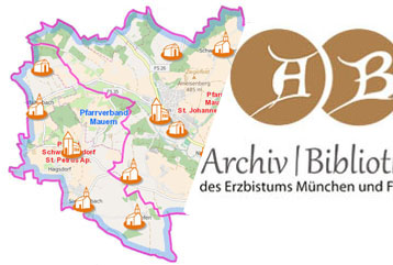 Landkarte Pfarrverband und Archiv des Erzbistums