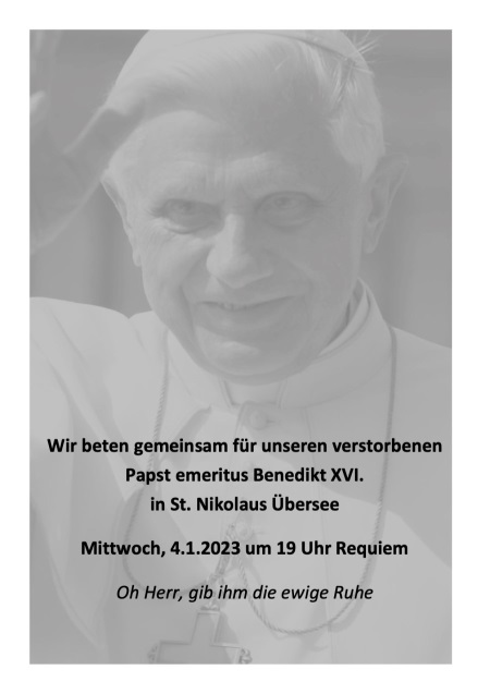 Plakat Übersee Trauerfeierlichkeiten Papst Benedikt