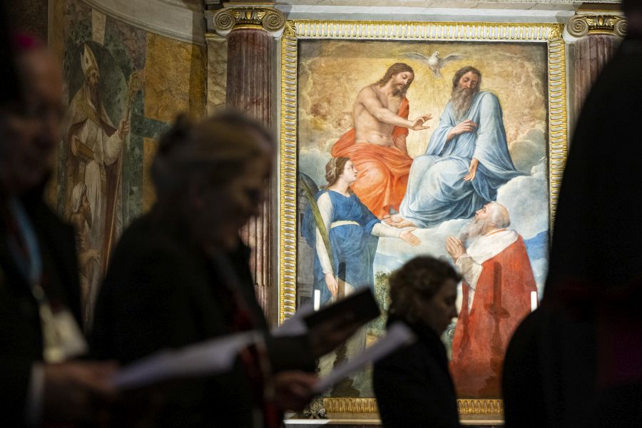 Gemälde in Santa Maria dell' Amina während der Vesper für Papst em. Benedikt XVI.