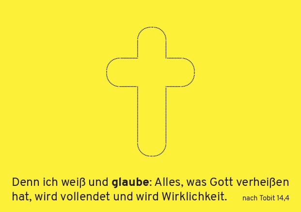 Stanzkarte Kreuz auf gelbem Grund
