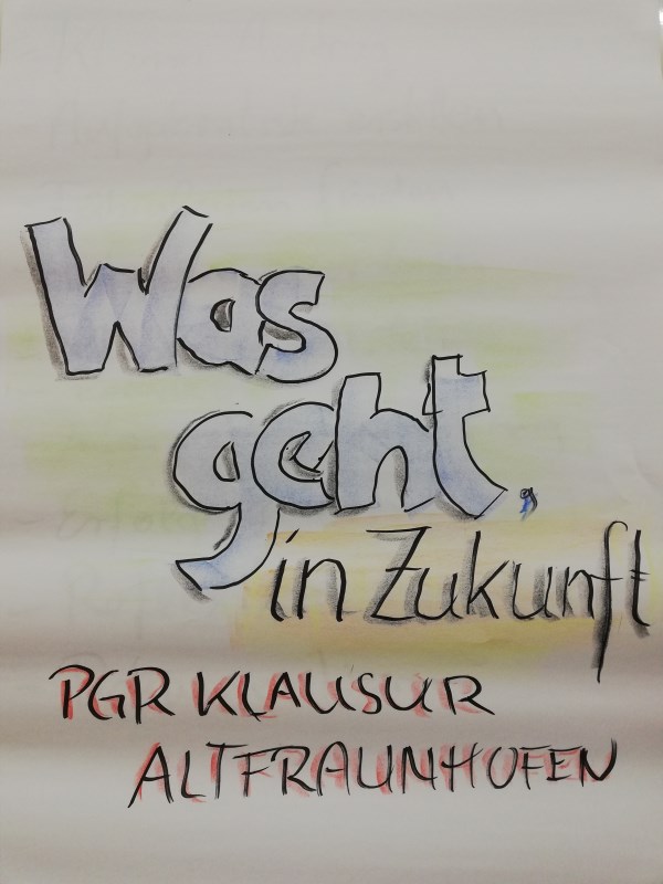 Flipchart mit Motto des Klausurtages PGR 2023