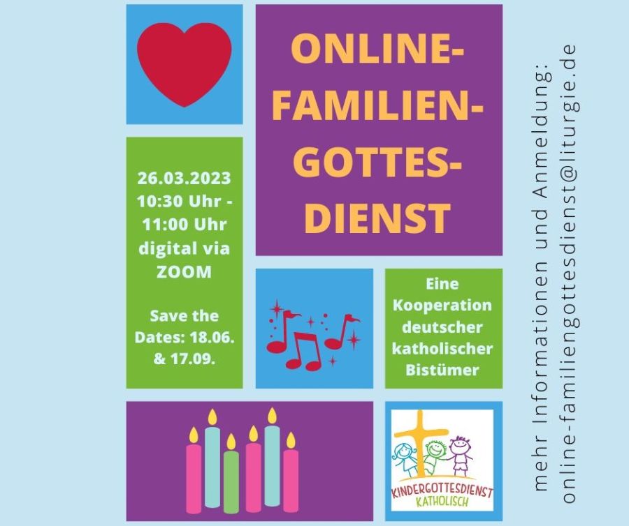 Grafik mit der Ankündigung des Online-Familiengottesdienstes