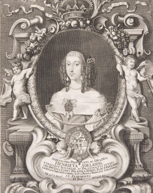 Kurfürstin Henriette Adelaide von Bayern in einem Kupferstich von Melchior Küsel aus dem Jahr 1657