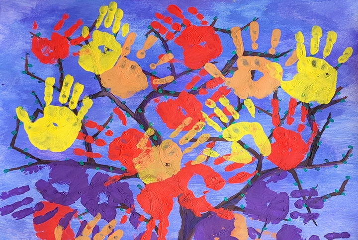 Brennender Dornbusch - gestaltet von Kinderhänden in der Kinderkirche