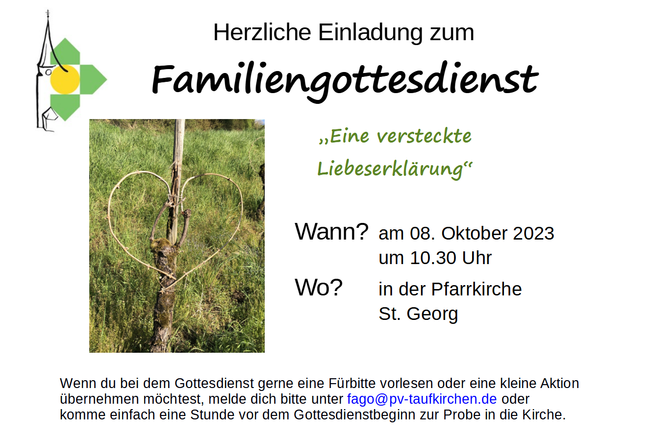 Familiengottesdienst am 8.10.23 um 10:30 Uhr in St. Georg