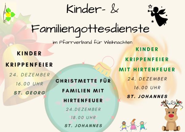 Übersicht über die Familien und Kindergottesdienste im Pfarrverband