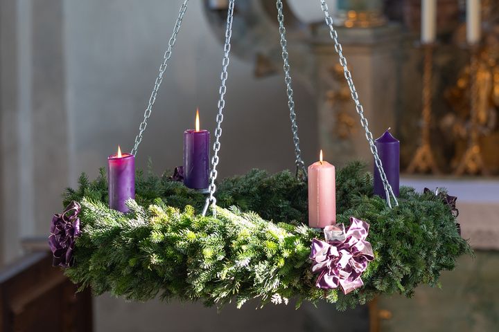 Adventskranz Volkmannsdorf mit drei Kerzen