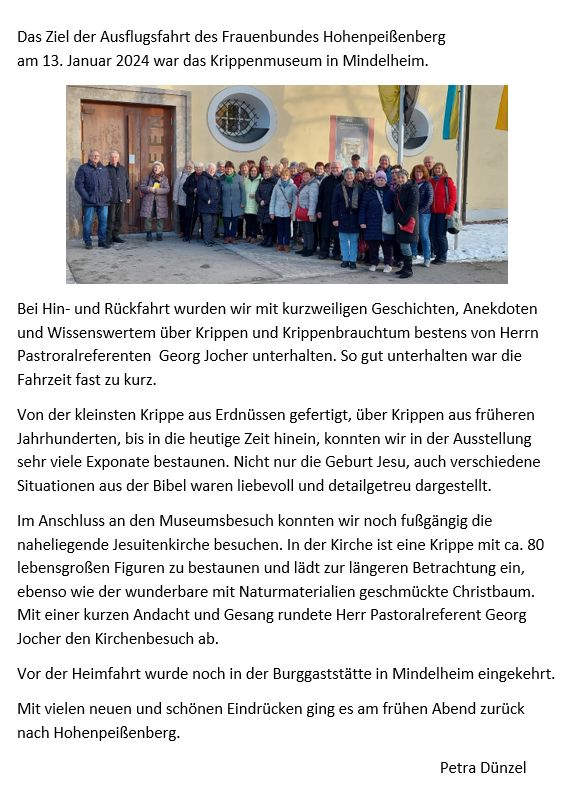Ausflug Krippenmuseum Mindelheim 2024