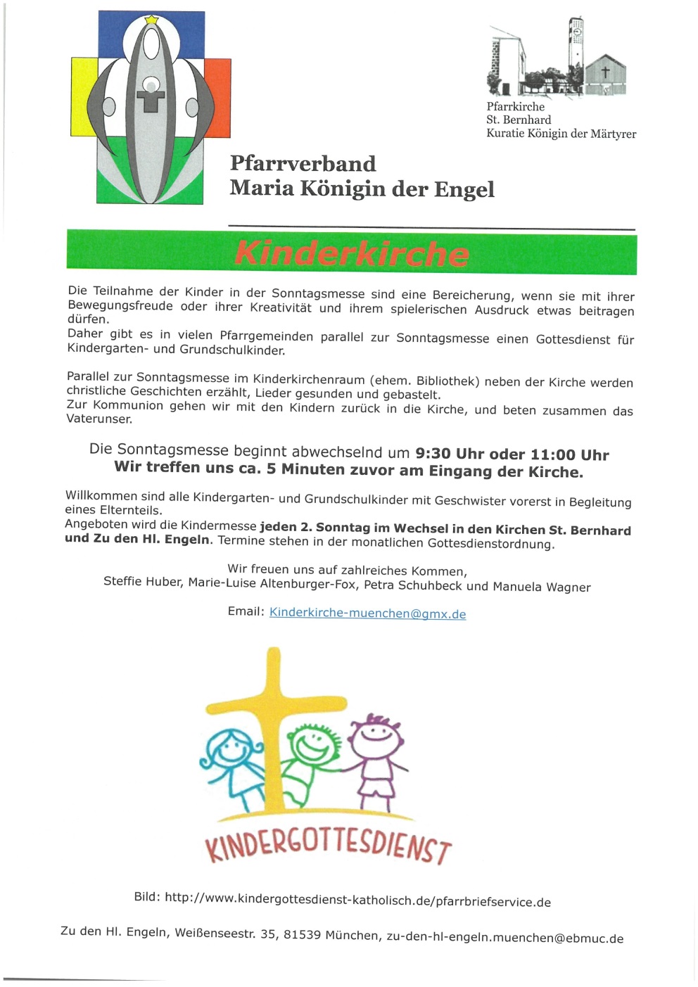Kinderkirche St. Bernhard, Einladung, Kinder, Familien, Sonntag