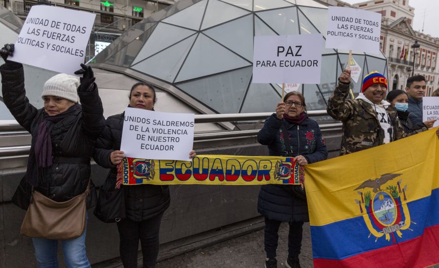 Protest von Ecuadorianern in Madrid