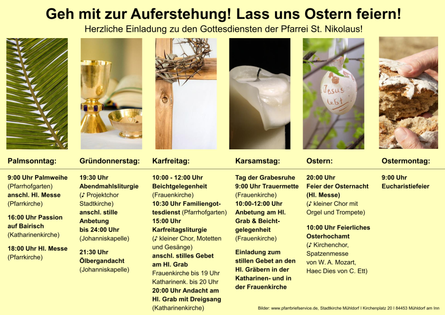 Plakat: Gottesdienstübersicht in der Karwoche (Stadtkirche Mühldorf)