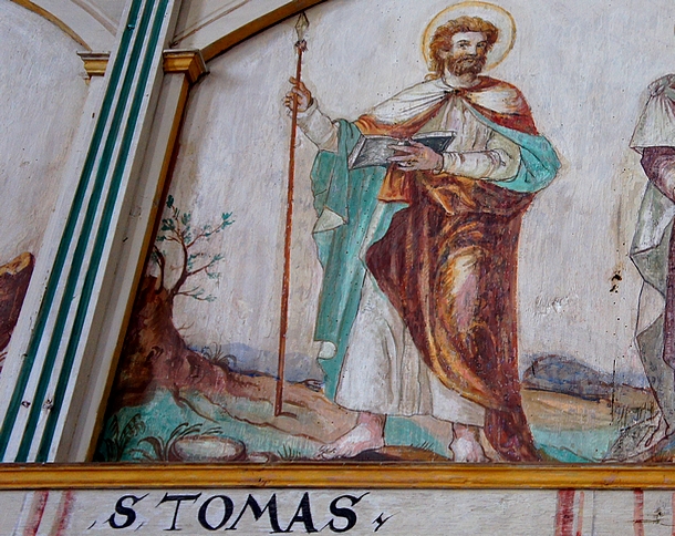Bild des Heiligen Thomas in der Filialkirche Schönberg bei Babensham