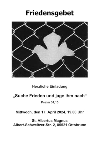Plakat Friedensgebet April 2024