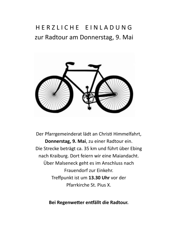 Radtour am 09. Mai 2024 St. Pius X.