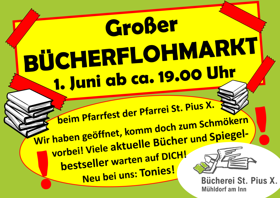 Bücherflohmarkt am 01.06.2024 in der Bücherei St. Pius X.