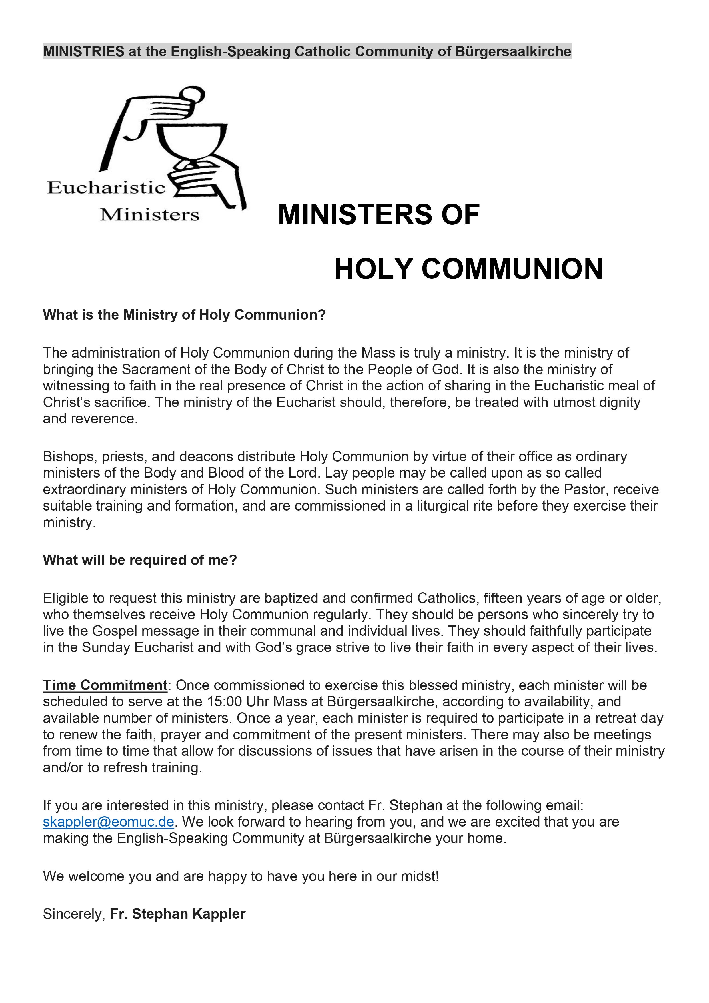 Ministry of Holy Communion - Flyer 2024
