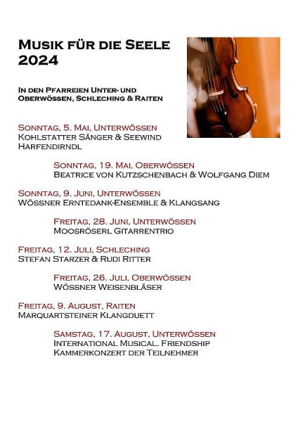 Bild mit Programm-Flyer für "Musik für die Seele 2024"