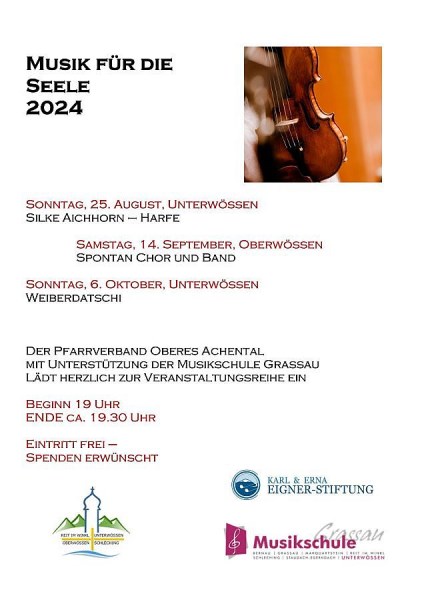 Bild mit Programm-Flyer für "Musik für die Seele 2024"