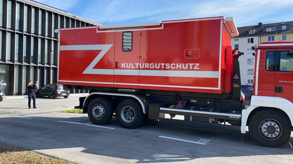 Abrollbehälter Kulturgutschutz des Notfallverbundes Köln