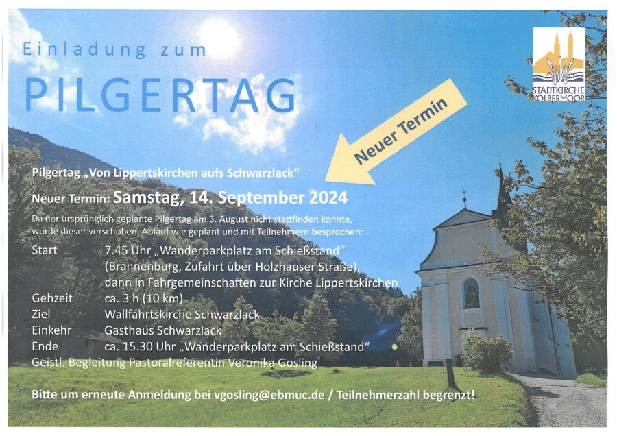 Einladung zum Pilgertag - Terminverschiebung auf 14. September 2024