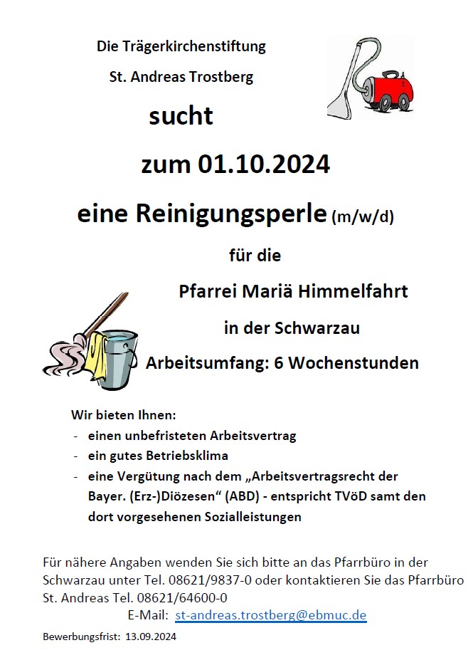 Ausschreibung Reinigungskraft Schwarzau