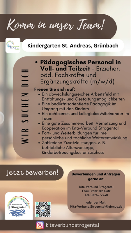 Ausschreibung päd. Personal