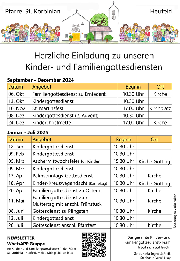 Jahresplan Kindergottesdienste Heufeld