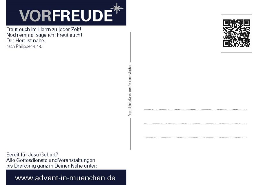 Rückseite der Weihnachtskarte Freude