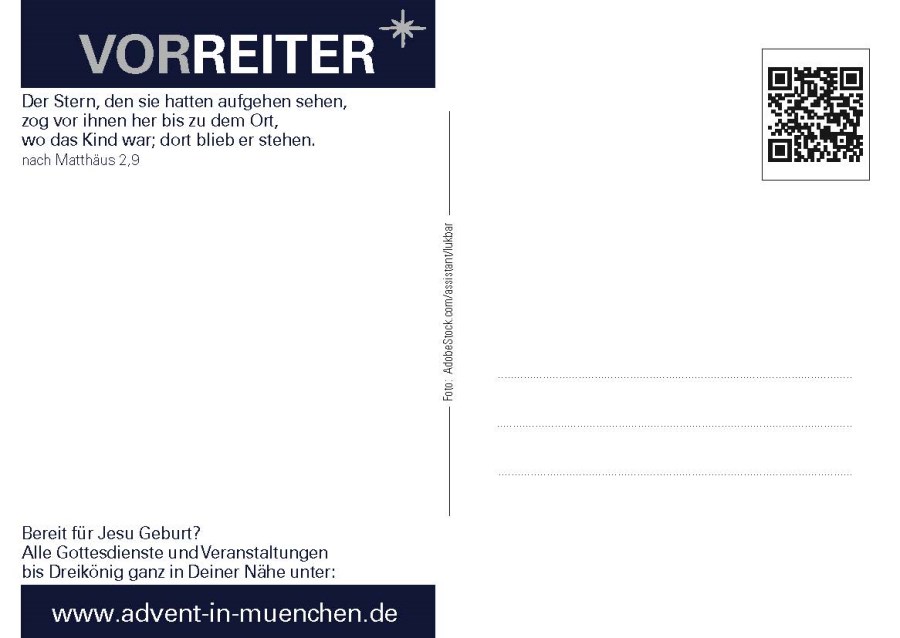 Rückseite Weihnachtskarte Reiter