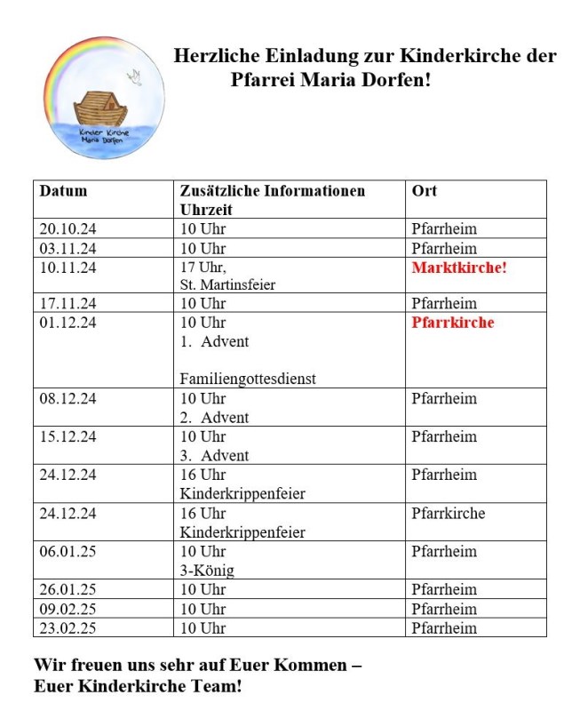 Flyer Kinderkirche bis Feb 25