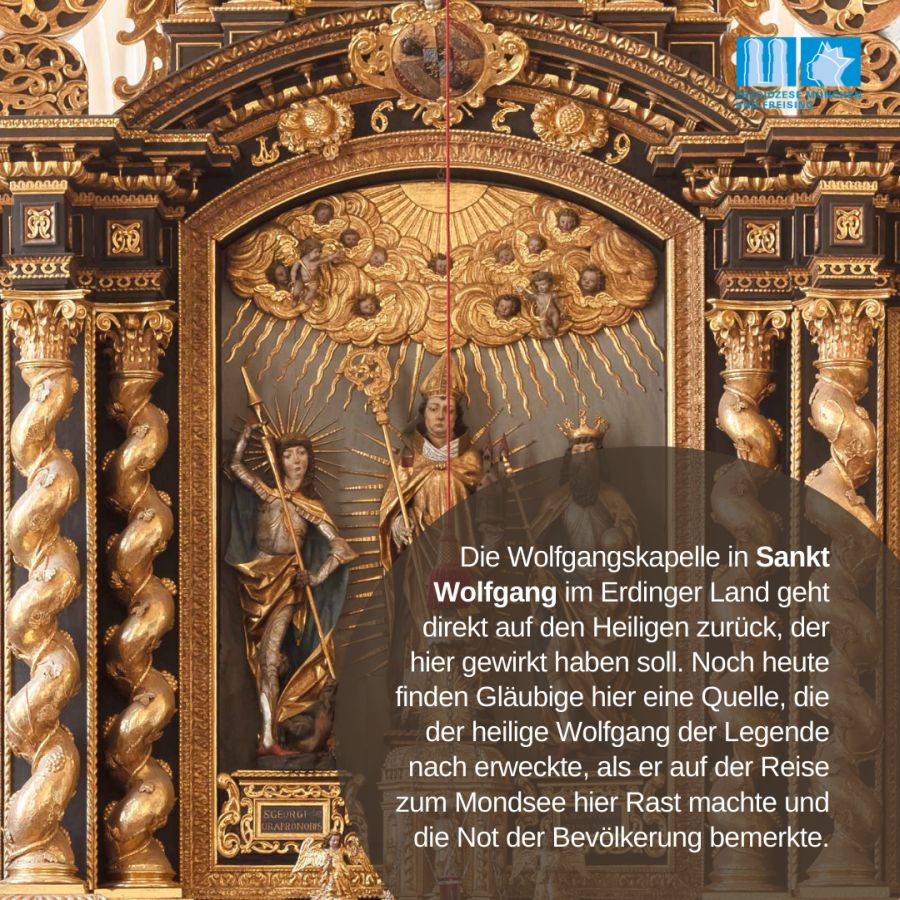 Heiliger Wolfgang in der Wolfgangskapelle in Sankt Wolfgang im Erdinger Land
