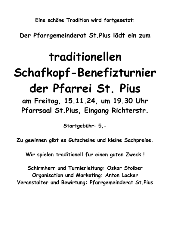 St.Pius Schafkopfturnier 2024 Einladung Plakat-1