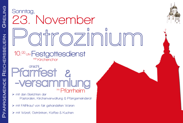 Einladung zum Patrozinium mit Pfarrfest und -versammlung