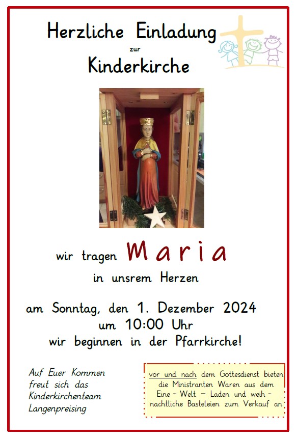 Plakat Kinderkirche 1.12.2024