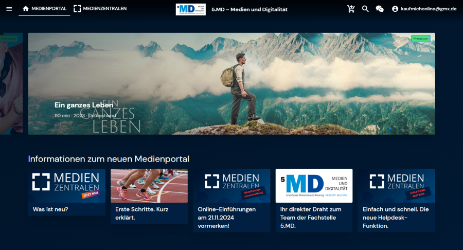 Screenshot Startseite www.medienzentralen.de/muenchen