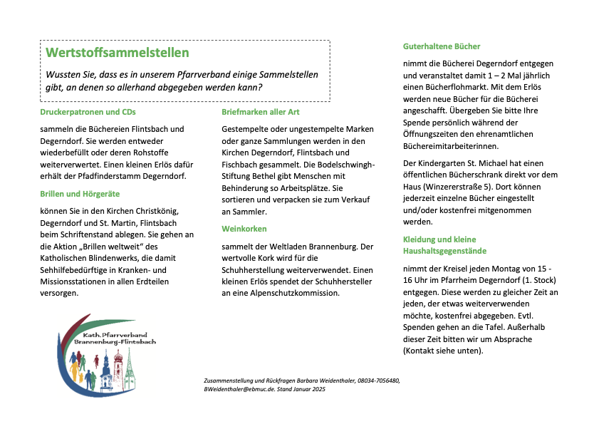 Wertstoffsammelstellen 2025