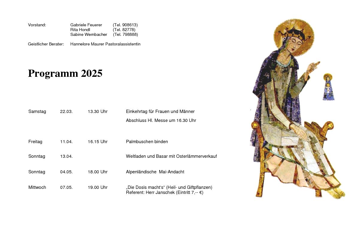 Jahresprogramm Frauengruppe St. Hedwig Quartal II