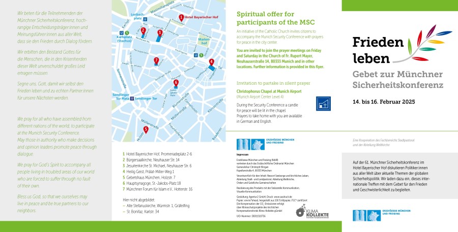 Flyer Friedensgebet 2025, Teil 1