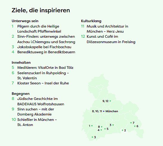 Karte der Sinnstifterorte im Erzbistum München und Freising
