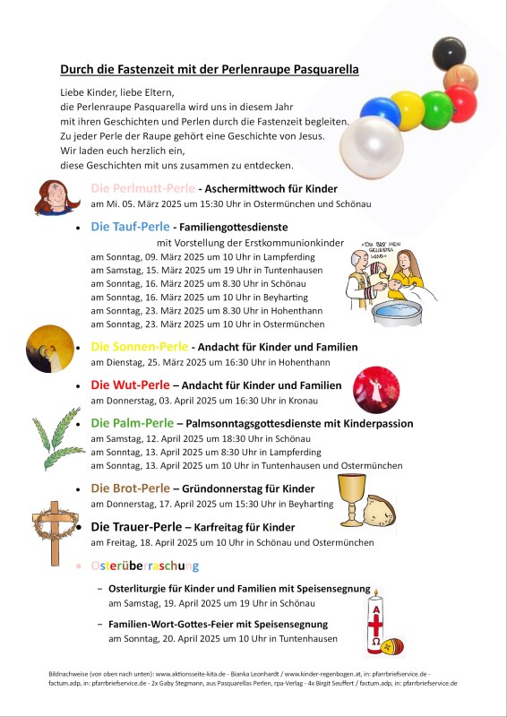Flyer mit Terminen der Fastenaktion für Kinder 2025