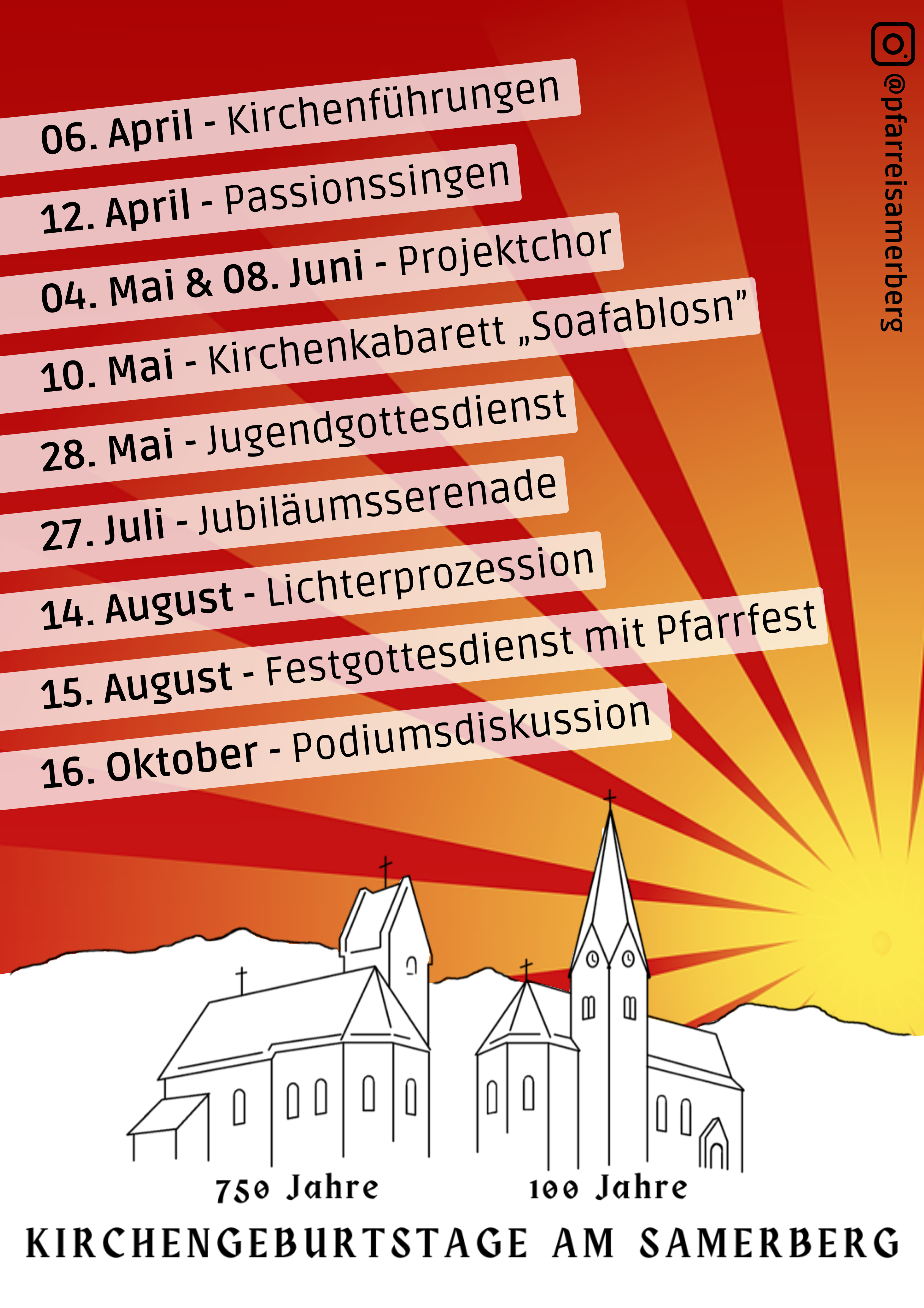 SAM Kirchenjubiläum Terminübersicht