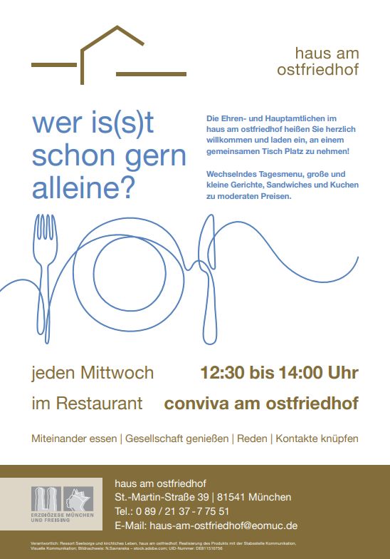 Bild mit der Ankündigung des Mittagstisches im Haus am Ostfriedhof