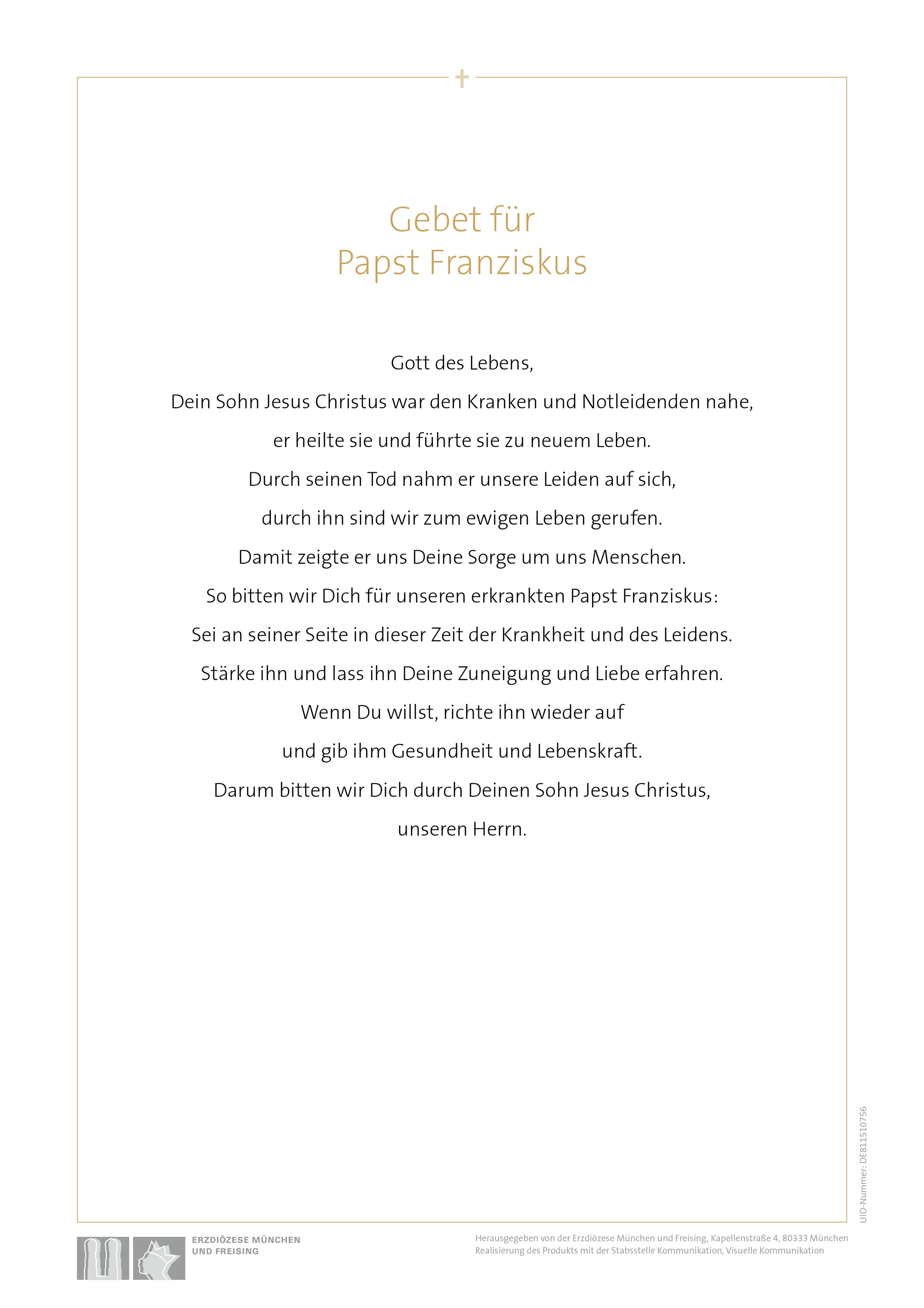 Papst Gebet