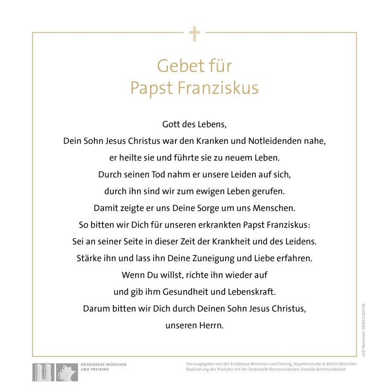 Gebet für Papst Franziskus