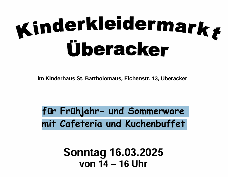 Kinderkleiderflohmarkt Überacker 16.03.2025 14-16 Uhr