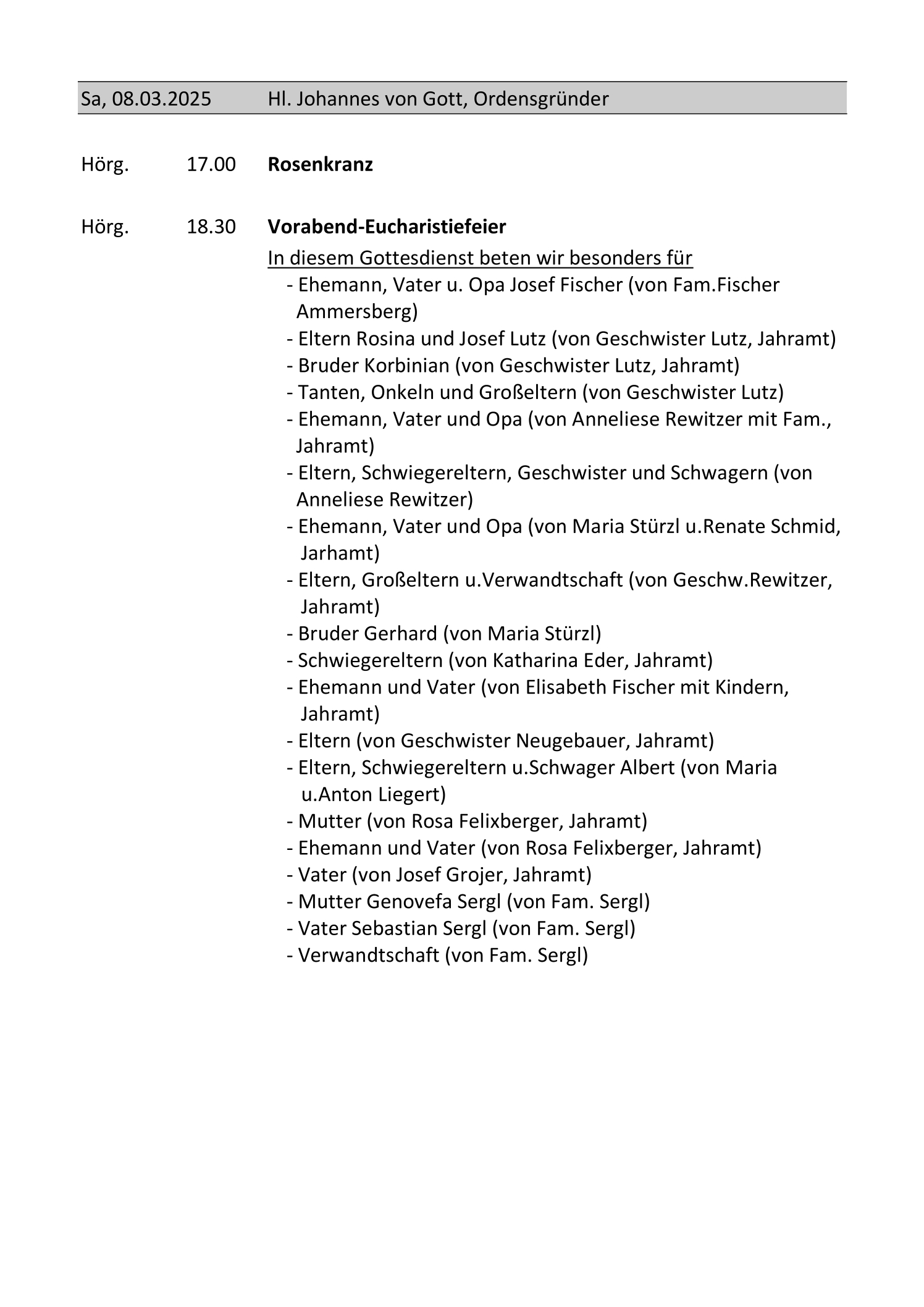 Gottesdienstordnung Pfarrverband Hörgertshausen Gammelsdorf vom 28.02.2025 bis 06.04.2025 Seite 3